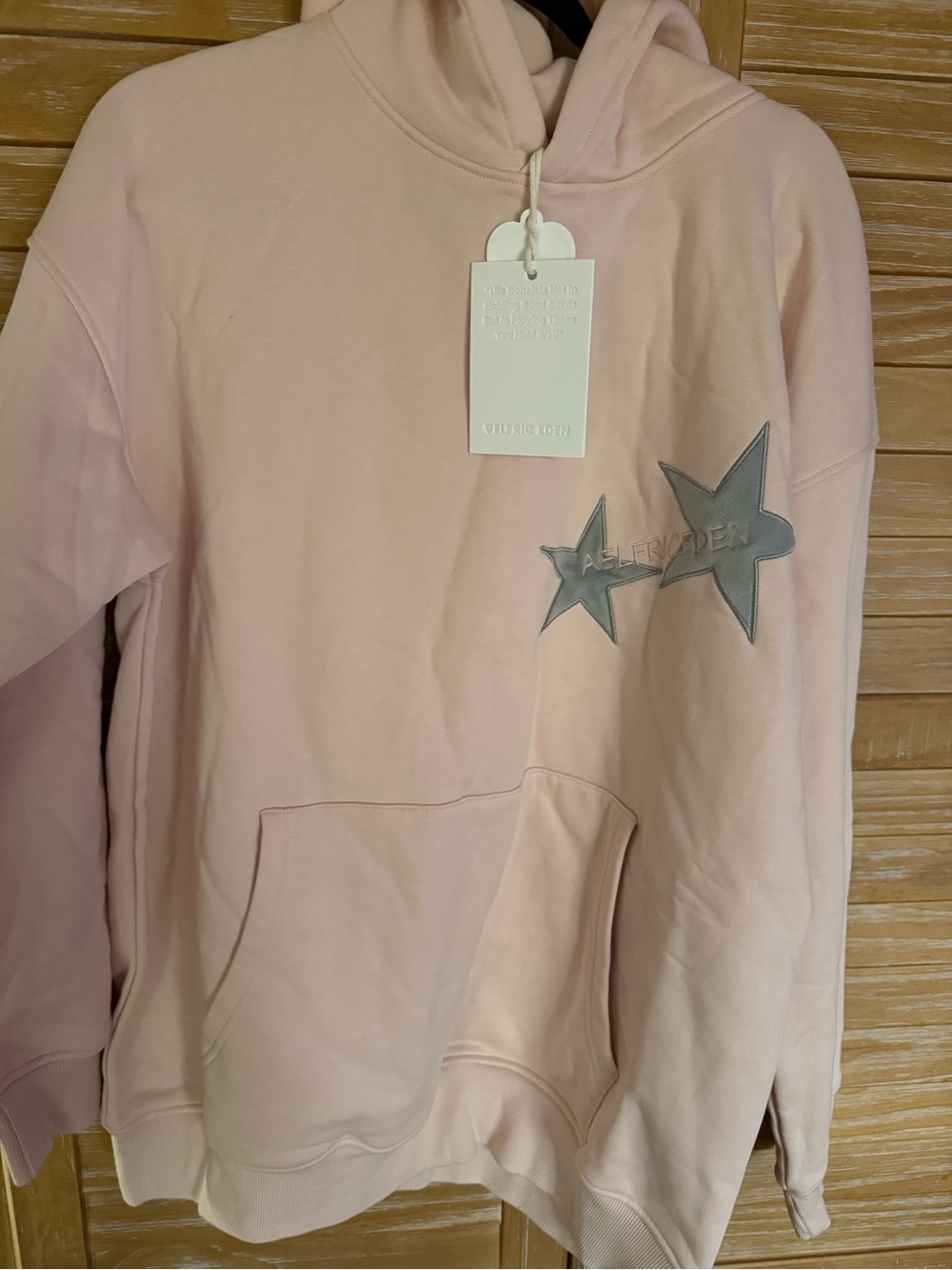 Aelfric Eden Pink Hoodie with Gray Star Appliqués